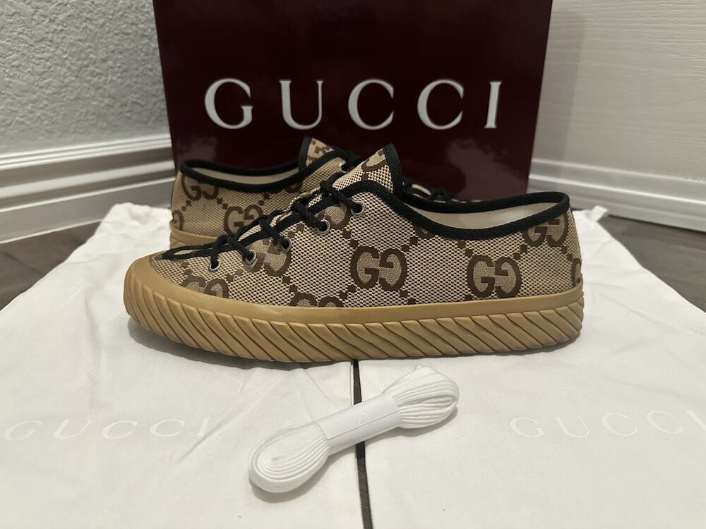 AUTHENTIC GUCCI MAXI LOWTOP SNEAKER 703031 GG SZ 10 (fits USA 11)